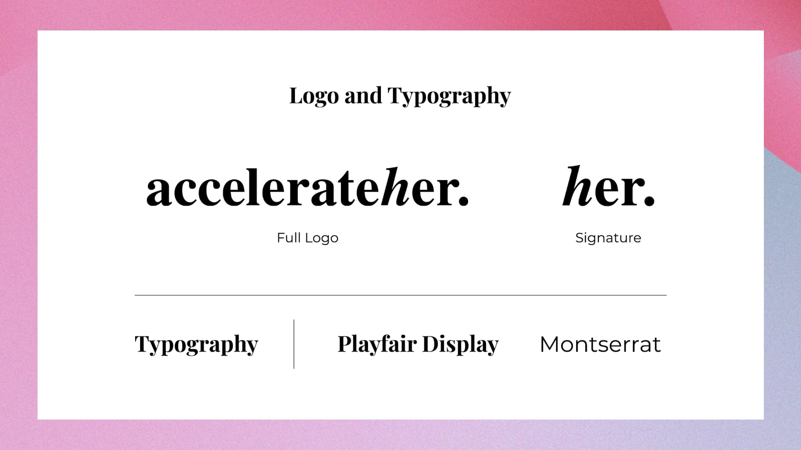 AccelerateHer brand guidelines — logo and typography system
