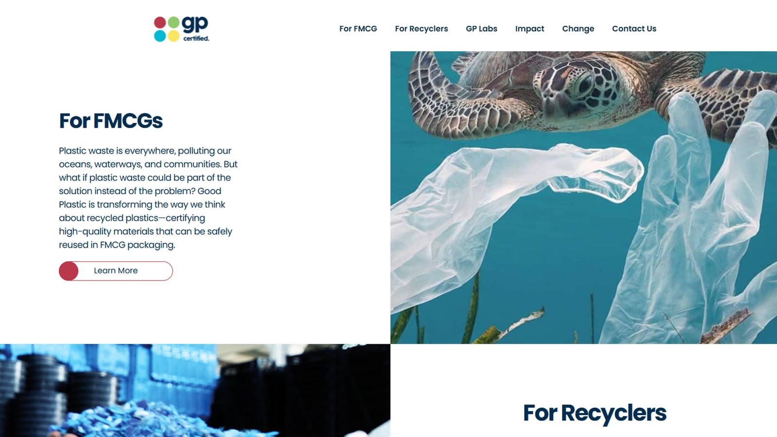 GP Certified website: For FMCGs and For Recyclers sections
